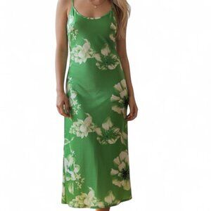Retro Green Floral Maxi Dress